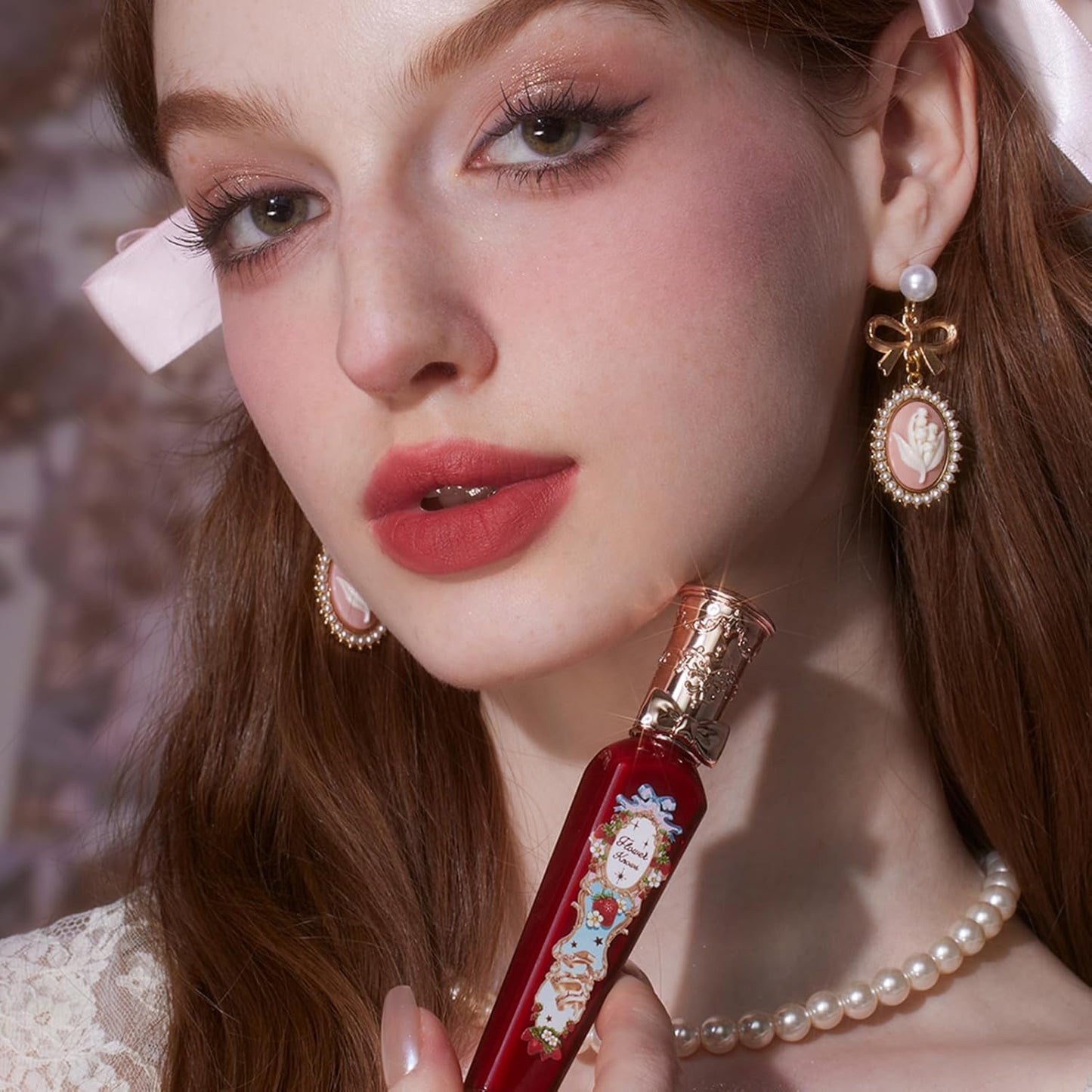 Flower Knows Strawberry Rococo Cloud Lip Cream,Velvety Matte Liquid Lipstick,Red Lipstick,Long Lasting Lip Stain,Kiss-proof Blurred Lipstick for Girls&Women,0.12 Fl Oz(S07 Lychee Tea)-Velvo Beauty