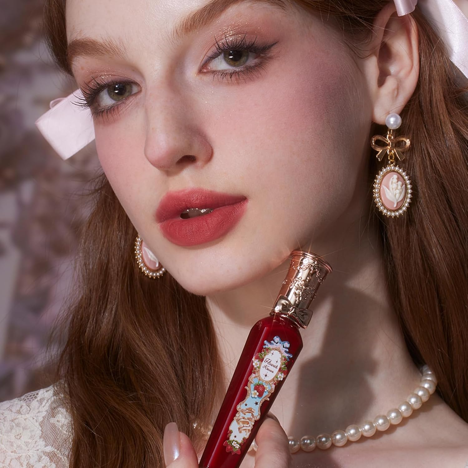 Flower Knows Strawberry Rococo Cloud Lip Cream,Velvety Matte Liquid Lipstick,Red Lipstick,Long Lasting Lip Stain,Kiss-proof Blurred Lipstick for Girls&Women,0.12 Fl Oz(S07 Lychee Tea)-Velvo Beauty