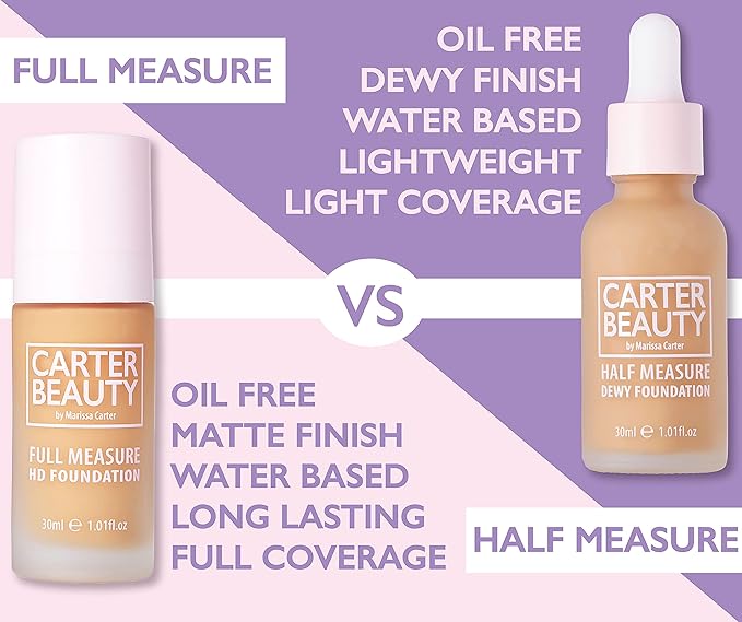 Carter Beauty Full Measure HD Foundation - Lightweight, Full Coverage Matte Formula - Water-Based Super Soft Skin Perfector - Vegan And Cruelty Free, Paraben And Sulfate Free - Sticky Toffee - 1.01 OZ-Velvo Beauty