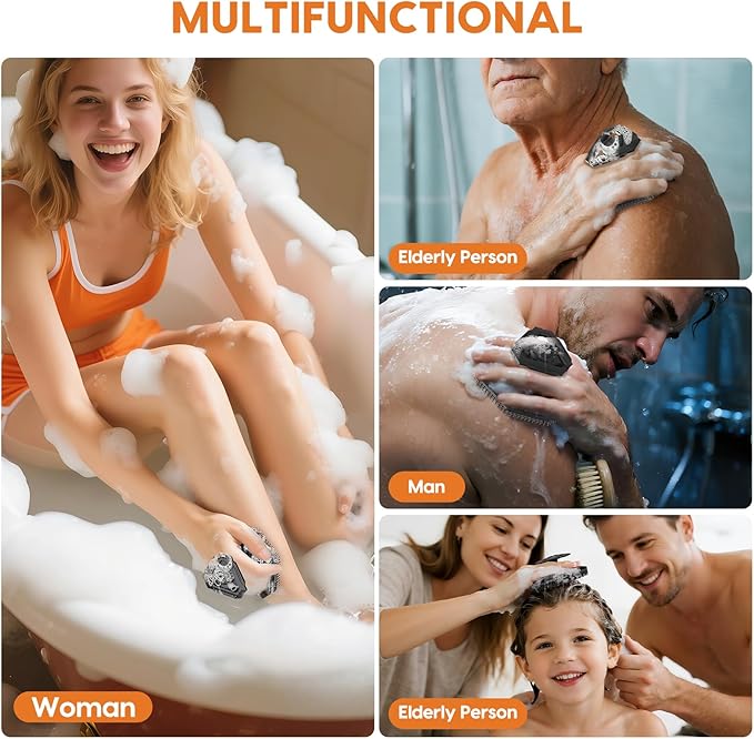 Soft Silicone Body Scrubber Brush, Non-Slip Handheld Cleansing Brush, Rich Foam, Deep Exfoliation, Brightening Skin, Comfortable Massage, for All Skin Types, Men and Women (Black)-Velvo Beauty