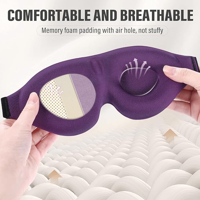 YIVIEW Sleep Mask for Side Sleeper, Complete Light Blocking 3D Sleeping Eye Mask, Soft Breathable Eye Cover for Women Men, Relaxing Zero Pressure Night Blindfold-Velvo Beauty