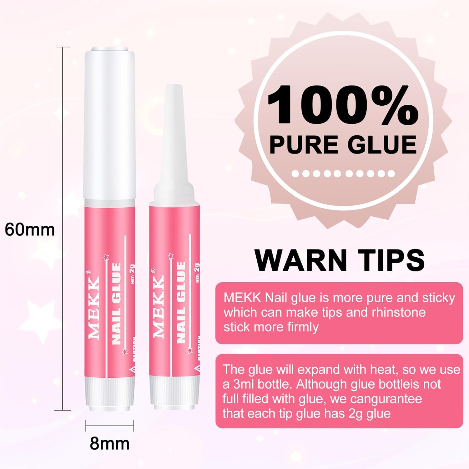 MEKK Nail Glue,Super Strong & Long-Lasting Nail Glue for Acrylic Nails,Press Ons & Nails Tips,Professional Adhesive for Nail Art Supplies,0.07OZ/PCS (12PCS)-Velvo Beauty