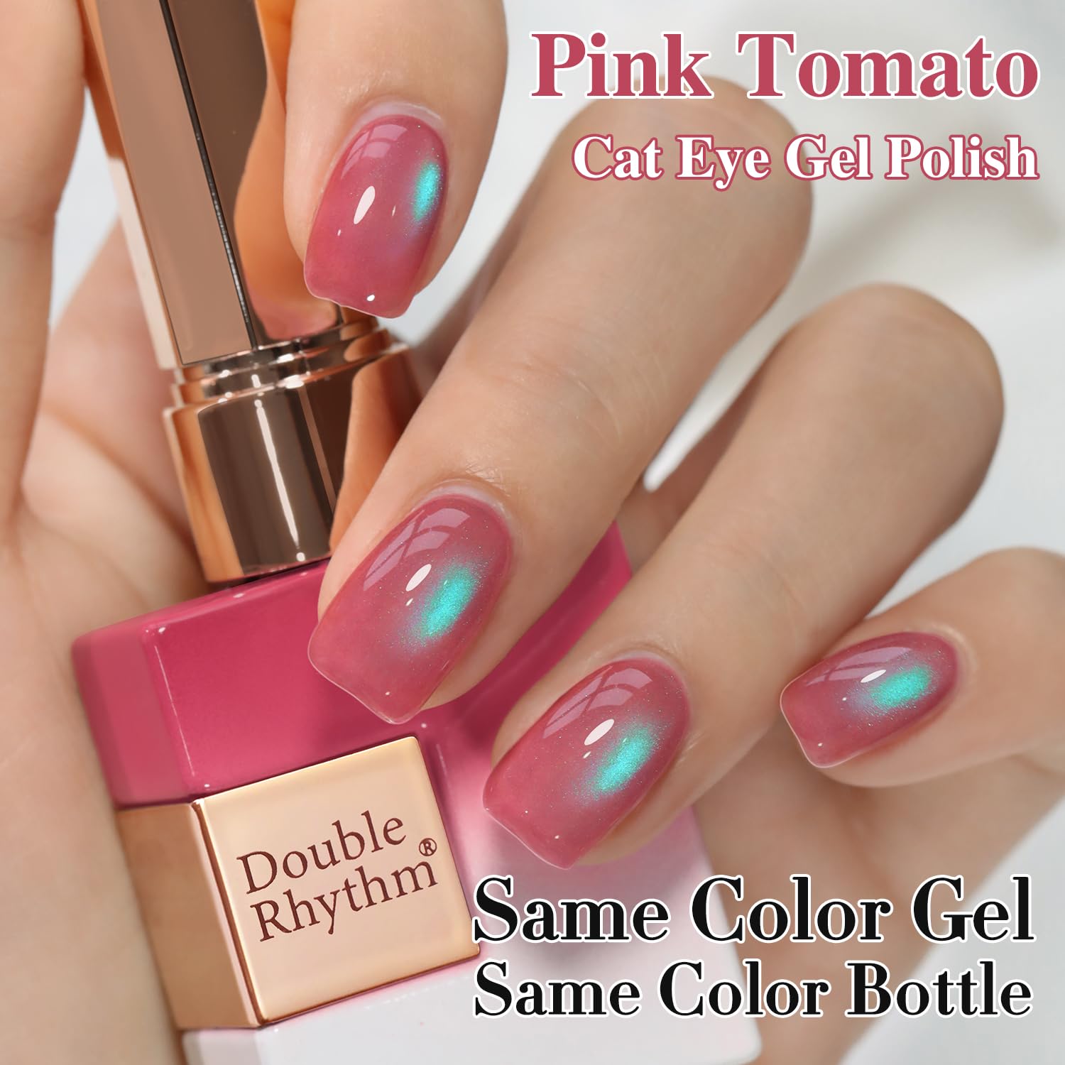 Double Rhythm Jelly Glass Cat Eye Gel Polish with Magnet 15ML Holographic Glitter Shimmer Translucent Sheer Color Magnetic Nail Polish Salon DIY at Home (Pink Teal-MC1267)-Velvo Beauty