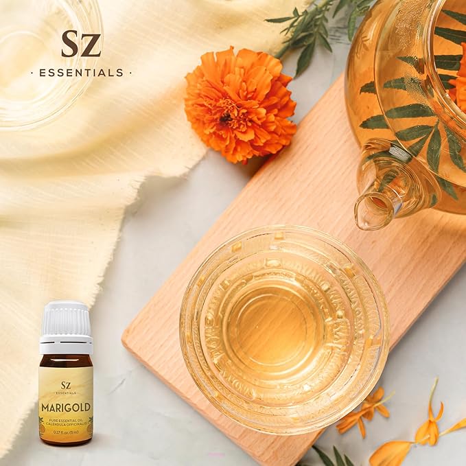Marigold Essential Oil - aka. Calendula Officinalis - 100% Pure and Undiluted - Unlock The Precious Aroma of Real Marigold - Therapeutic Grade & Versatile Usage - 0.17oz-Velvo Beauty