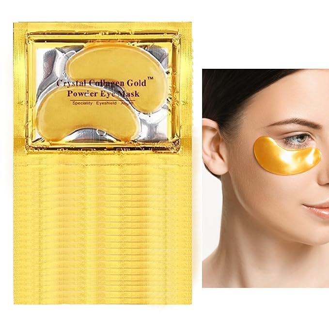 30 Pairs 24K Gold Under Eye Patches,Crystal Collagen Under Eye Mask,Puffy Eyes and Dark Circles Treatments,Moisturising&Hydrating Under Eye Patch Pads for Reducing Fine Lines Eye Bags(Gold)-Velvo Beauty