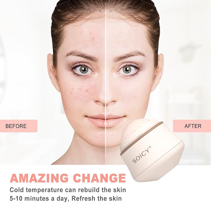 Leeshine Ice Roller Ball for Face and Eyes - Facial Skin Care Tools with a Large Roller and Carry Case Self Care Gift.Men Women (S50-Pink)-Velvo Beauty