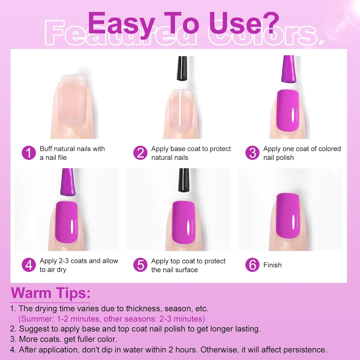 Major Dijit Magenta Purple Quick Dry Regular Nail Polish - Nail Art Lacquer, 0.41 Fl Oz-Velvo Beauty