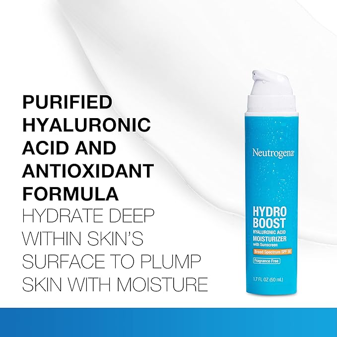 Neutrogena Hydro Boost Hyaluronic Acid Hydrating Face Moisturizer With SPF 50, Fragrance Free Facial Moisturizer, 1.7 fl. oz, & Trial Size Hydro Boost Facial Cleanser, 0.5 fl. oz-Velvo Beauty