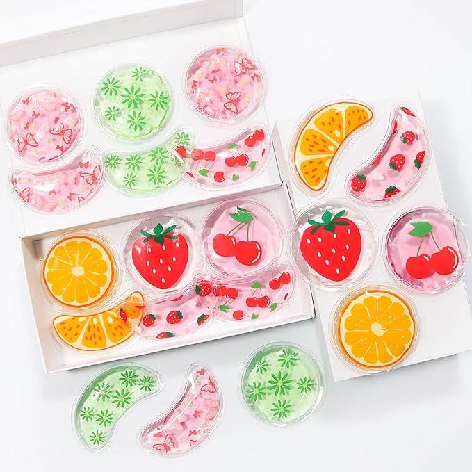 Gel Ice Pack Reusable Cooling Eye Pads and Under Patches,Eye Hot Cold Treatment for Redness,Pain Relief Relax (Oranges)-Velvo Beauty