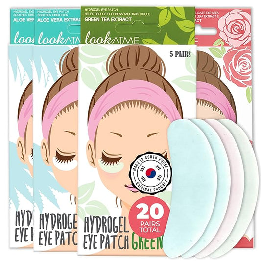 Under Eye Patches for Dark Circles and Puffiness (20 Pairs) - Korean Skin Care Caffeine Collagen Eye Patches for Puffy Eyes -Hydrogel Eye Patch - Under Eye Mask - Aloe Vera Rose Green Tea Gel Eye Pads-Velvo Beauty