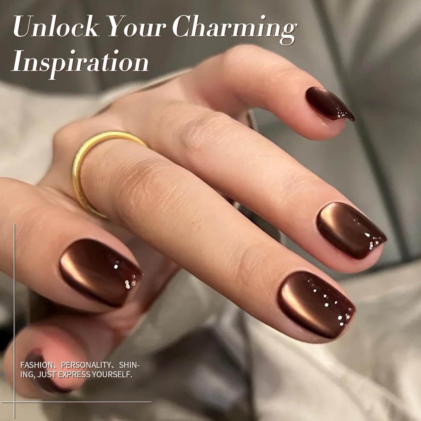 BORN PRETTY Cat Magnetic Eye Gel Nail Polish,Brown Jelly Glass Magnetic Gel Polish Glitter Soak Off Nail Art Salon Manicure Home Gift 15ml-Velvo Beauty