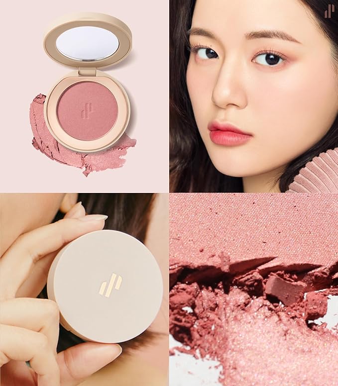 Heart Percent Dote on Mood Glow Blush, Smooth Radiant Color Luminous Shimmering Stain Finish Cheek Makeup Blush (03. Veil Nude)-Velvo Beauty