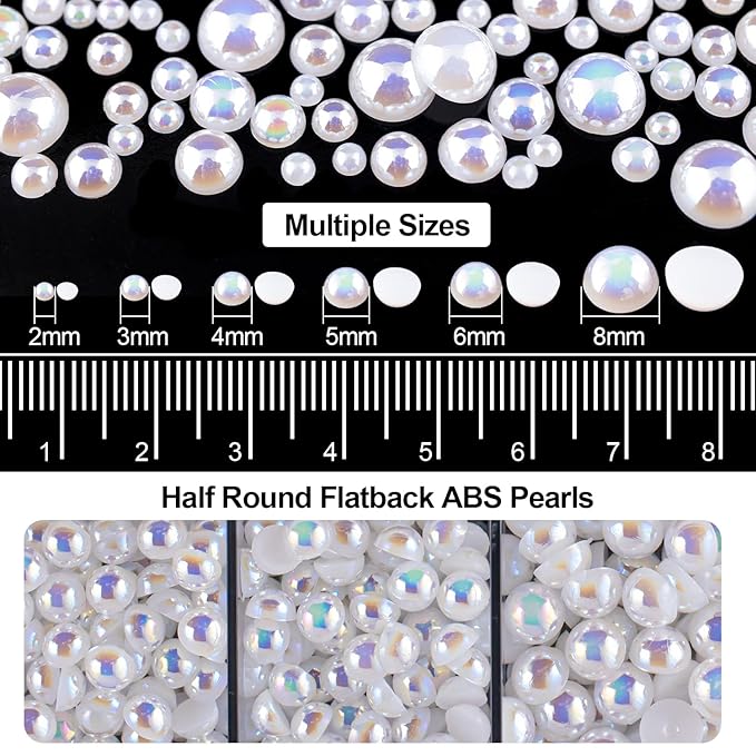 Flat Back Rhinestone+Half Round Pearl Kits Colorful Rhinestones+White AB Pearls With Picker Pencil And Tweezer For Home DIY And Professional Use-Velvo Beauty