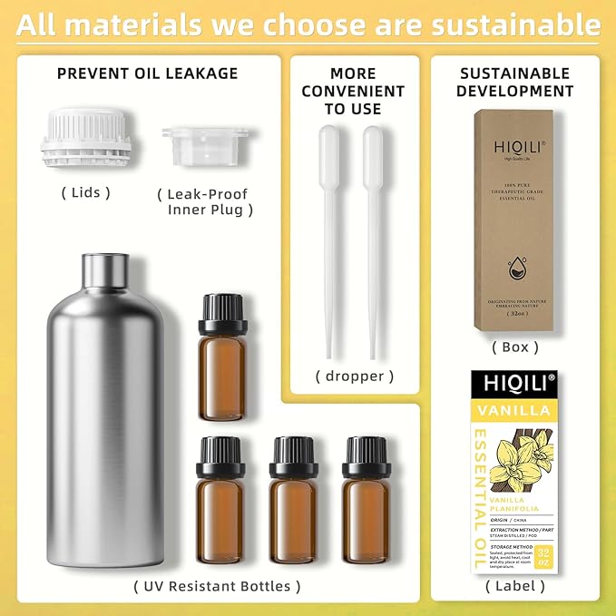 HIQILI 32 Ounces Vanilla Essential Oil, Strong Fragrance for Body Lotion, Candle Making, Soap, Aromatherapy-32 Fl Oz-Velvo Beauty