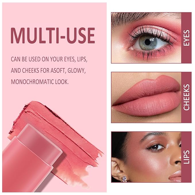 Cream Blush Makeup,Buildable Blush Stick for Cheeks,Matte Finish,Long Wear,Easy Application,Lightweight Multi Stick-Velvo Beauty