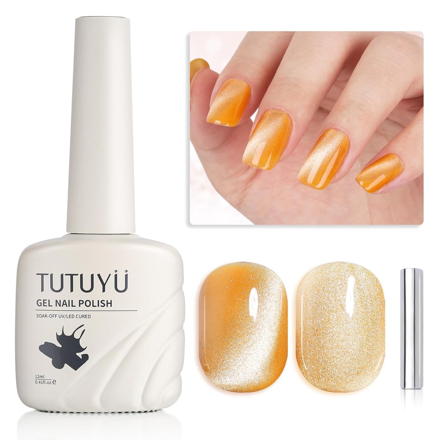 Light Orange Cat Eye Gel Nail Polish - Perfect for DIY at Home & Ideal Gift for Nail Art Lovers!-Velvo Beauty