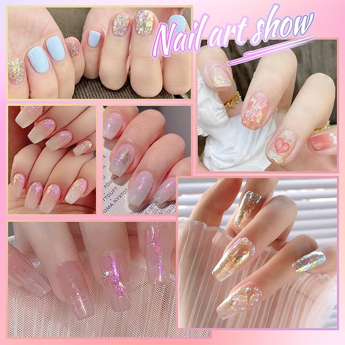 Laza Chameleon Flakes, 8 Colors Nail Confetti Powder, Irregular Colorshift Pigment Powder for Nails Art Supplies, Epoxy Resin Tumbler, Slime, Crafts Decoration - Glass Starry Night-Velvo Beauty