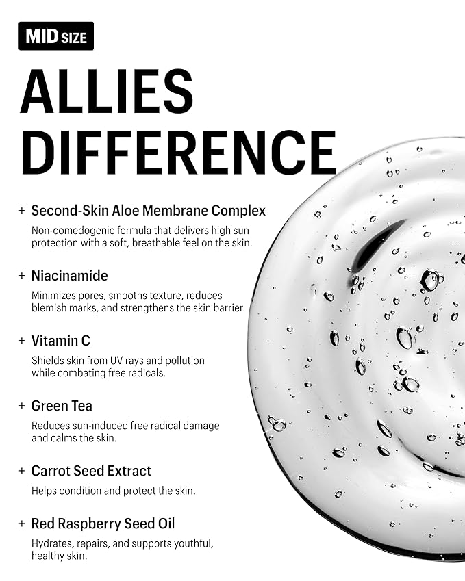 Allies of Skin Daily Face Sunscreen SPF 50, Travel Size | Zero White Cast Lightweight Formula | Dermatologist Tested Under Makeup Primer| Water-Resistant & PA++++ Broad Spectrum UVA/UVB (0.7 oz)-Velvo Beauty