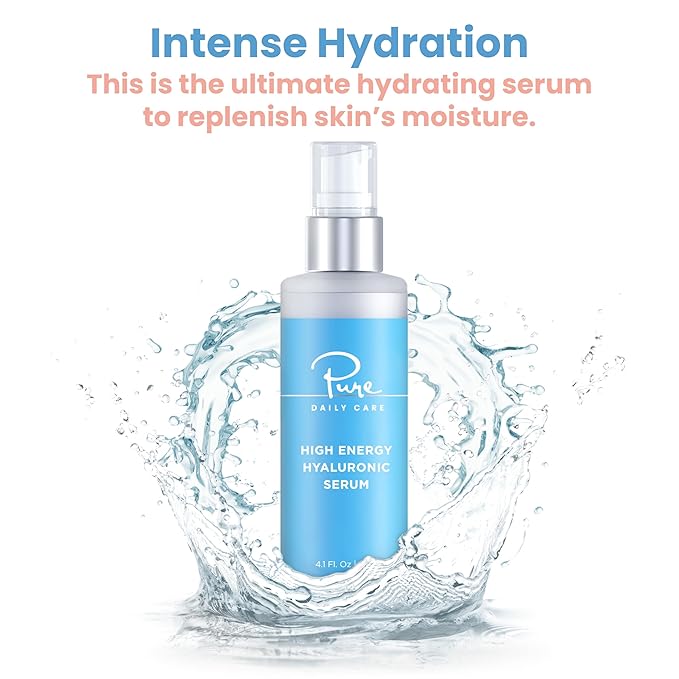 Pure Daily Care High Energy Hyaluronic Serum (4 Fl. Oz) - Hydrating Clinical Grade Hyaluronic Acid.-Velvo Beauty