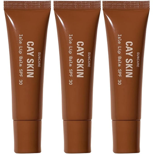 Cay Skin Isle Lip Balm SPF 30 – High Shine, Hydrating + Sheer Lip Gloss in Vanilla Brown Sugar Flavor – Formulated with Natural Ingredients for All Skin Tones – 3-Pack, Clear-Velvo Beauty