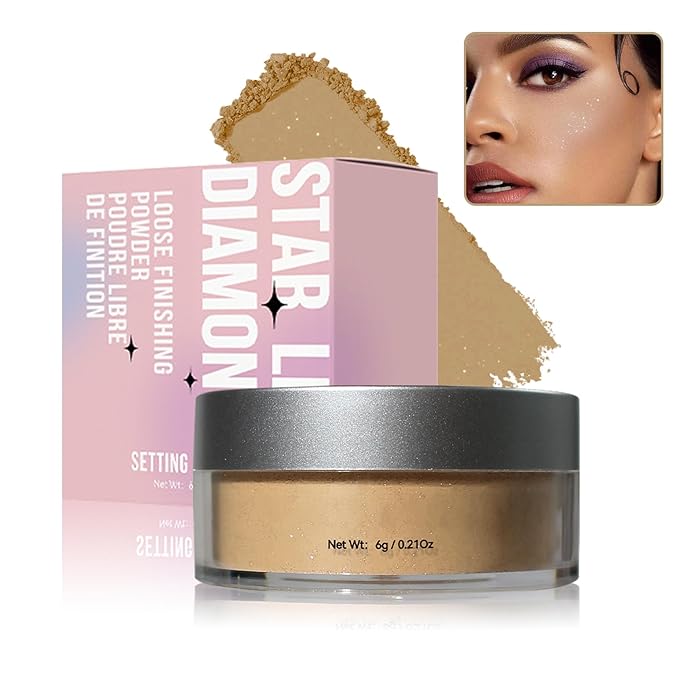 Oil Control Loose Powder Makeup Translucent Setting Powder Shimmer Long Lasting Lightweight Polvo Traslucido Maquillaje Para Mujer Face Powder Makeup - 03 Dark Complexion Shimmer-Velvo Beauty