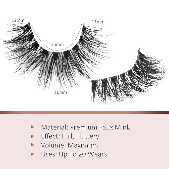 Onlyall False Eyelashes Natural Lashes Wispy Lashes Natural Look False Eyelashes Natural Flared Eyelashes False Eye Lashes Fluffy Lashes 7 Pairs A28-Velvo Beauty