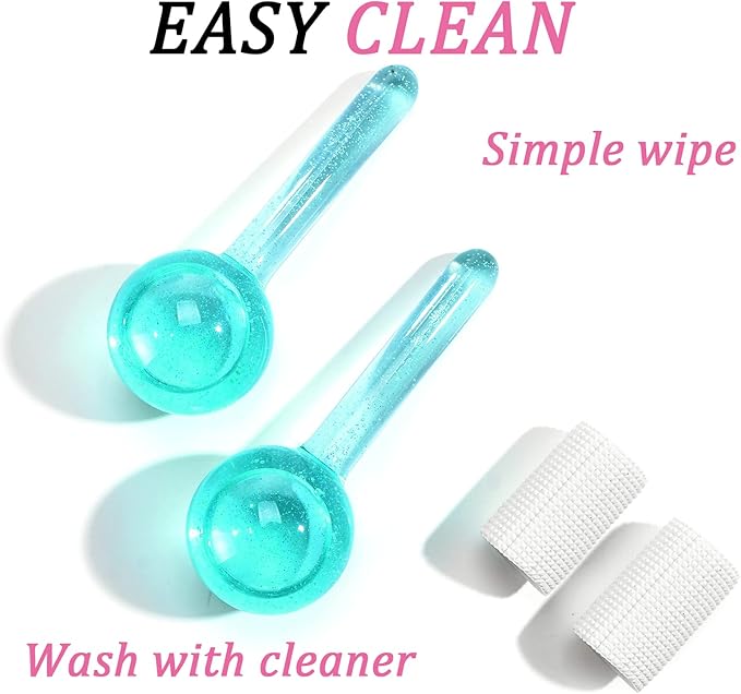 Ice Globes for Facials- Freezer Free Face Rollers with Essence for Daily Beauty Routines, Skin Massagers Globes Durable Quartz Glass for Reduce Puffiness Skin Cooling (Update Green)-Velvo Beauty