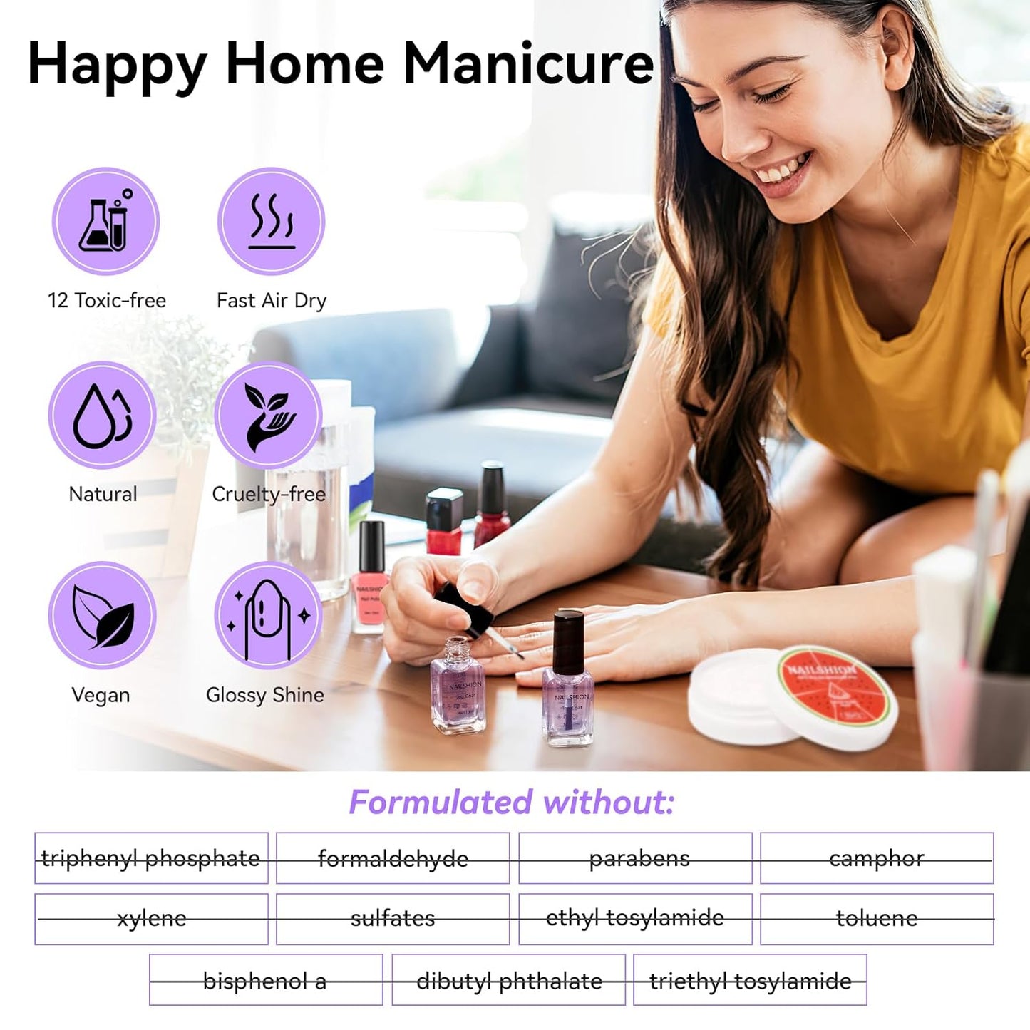 Anti-UV Base Top Coat, 2PCS Calcium & VE Base Strengthening High Shine Top Coat Clear Nail Polish, Chip Resistant Quick Air Dry Protects Color & Nails Prevents Discoloration Manicure Gift-Velvo Beauty