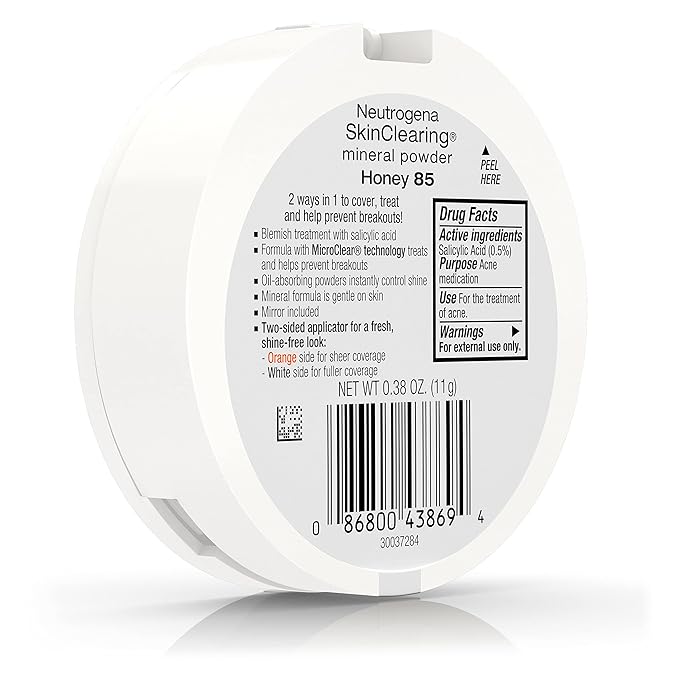 Neutrogena SkinClearing Mineral Acne-Concealing Pressed Powder Compact, Shine-Free & Oil-Absorbing Makeup with Salicylic Acid to Cover, Treat & Prevent Acne Breakouts, Honey 85,.38 oz-Velvo Beauty