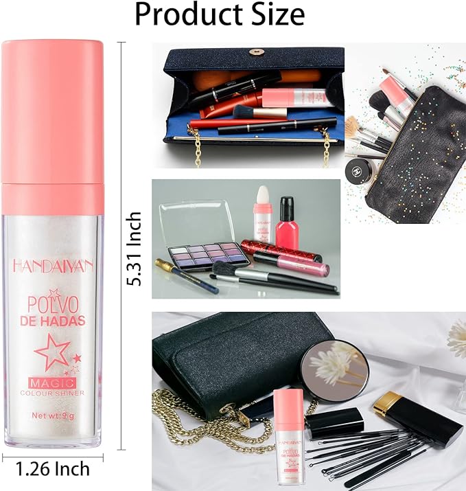 Polvo De Hadas - Body Glitter Highlighter Powder Fairy Stick for Makeup Shimmer and Shine High Gloss Blush Contour Powder Makeup - Sparkle Patting Powder for Hair Face Eyes Body-Velvo Beauty