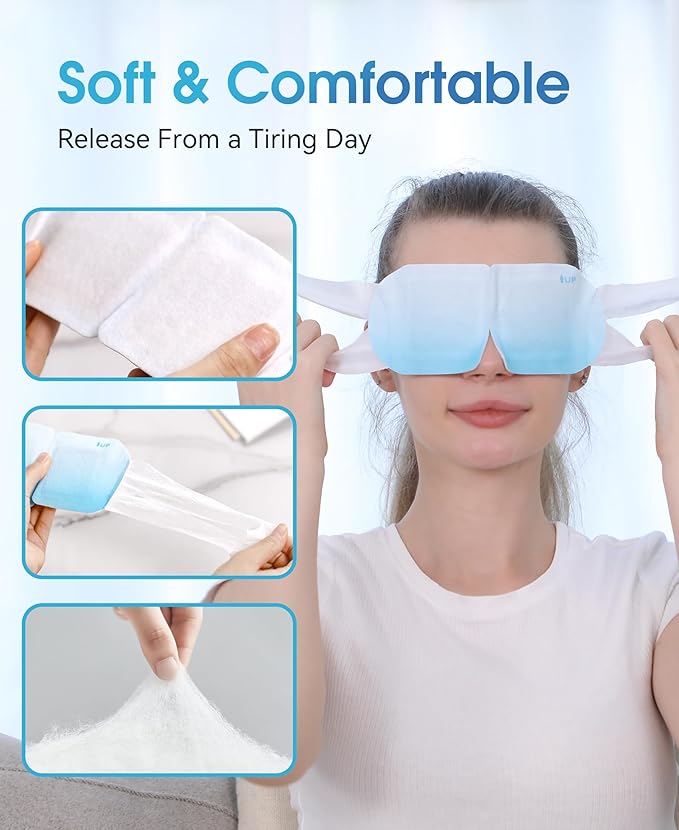 LC-dolida 14 Packs Steam Eye Mask, Hyaluronic Acid Formula Auto Heated Eye Mask for Dry Eyes SPA Warm Sleep Eye Mask Cornea Care Rest Self Heating Eye Mask Business Trip Party Favors Supplements-Velvo Beauty