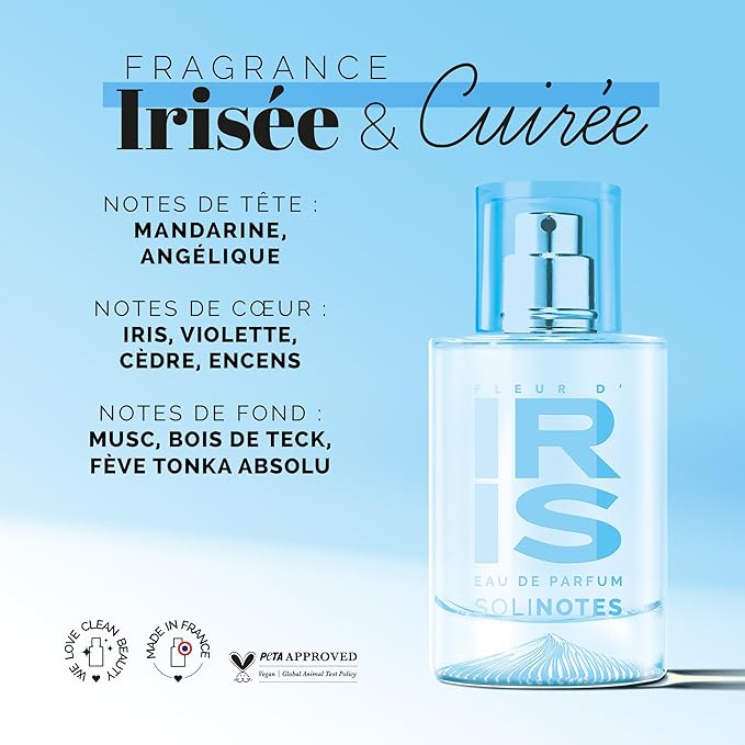 SOLINOTES Iris Blossom Perfume for Women - Eau De Parfum | Delicate Floral and Soothing Scent - Made in France - Vegan - 1.7 fl.oz-Velvo Beauty
