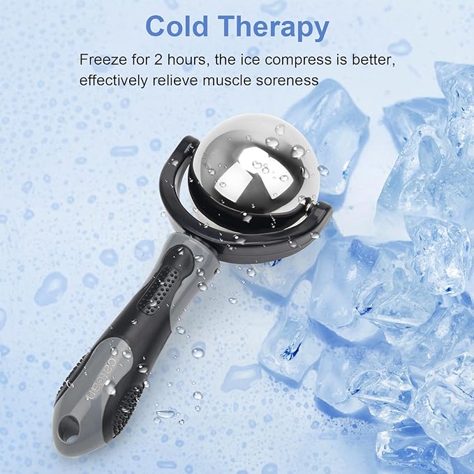 Cold Massage Roller Ball, Cold Therapy Relief, Portable Fitness Ice Roller Ball with Handle, Great Tool for Back/Neck Pain, Muscles Recovery and Inflammation-Velvo Beauty