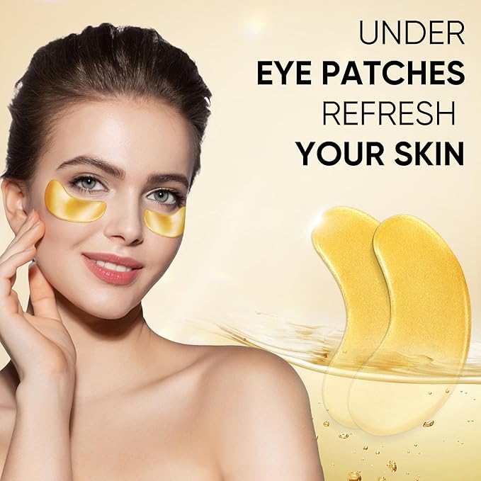 200Pcs/100 Pair Under Eye Patches Gold for Dark Circles, Puffy Eyes, and Wrinkles, 24K Gold Eye Mask for Face, Eye Cream for Men and Women-Velvo Beauty