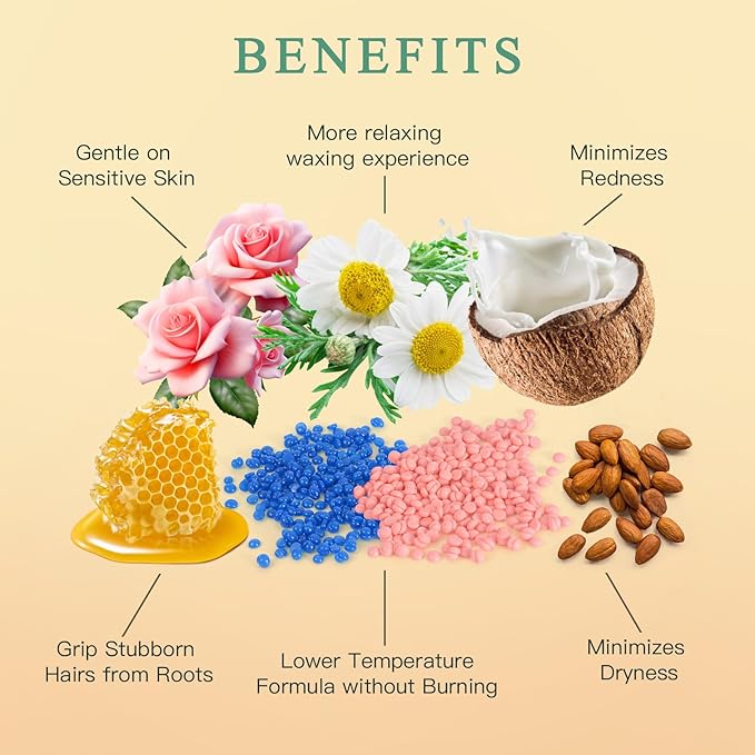 Wax Beads for Hair Removal – 6 Packs, 21oz Total – Smooth & Long-Lasting Hair Removal Hard Wax Beans for All Skin Types-Velvo Beauty