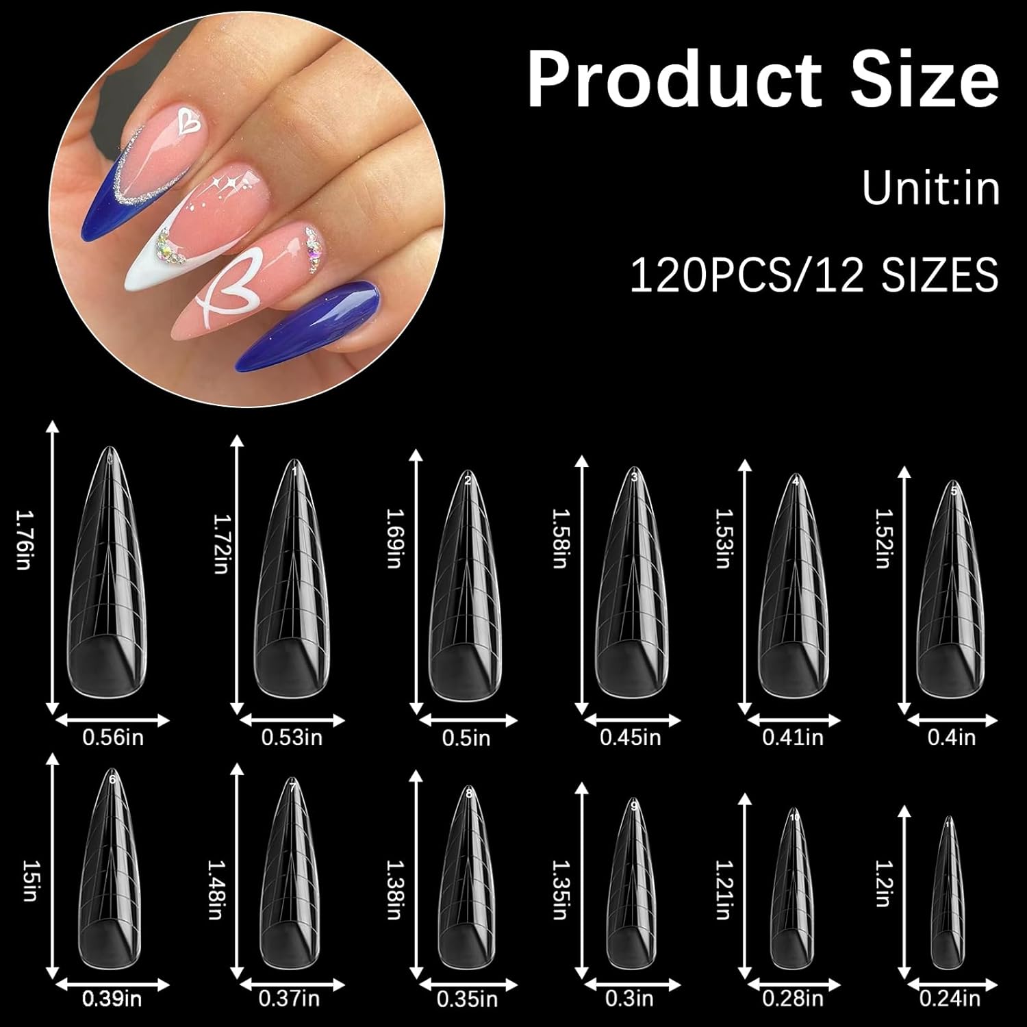 120 Pcs Poly Extension Gel Dual Nail Forms Nail Molds With Scale Builder Coffin Nail for Gel Manicure Nail Art Design Salon DIY at Home (Long Water Drop Dual Nail Forms Set)-Velvo Beauty