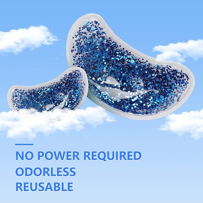 Eye Gel Ice Pack, Reusable Gel Eye, Eye Cooling Pad Hot Cold Eye Patch, Under Eye Patches to Relieve Tired Eyes, Dark Circles(Blue)-Velvo Beauty