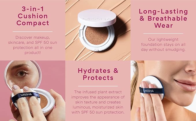 MISSHA Magic Cushion Foundation No.23 Natural Beige for Light with Neutral Skin Tone Flawless Coverage,Dewy Finish,Easy Application for All Skin Types-Velvo Beauty