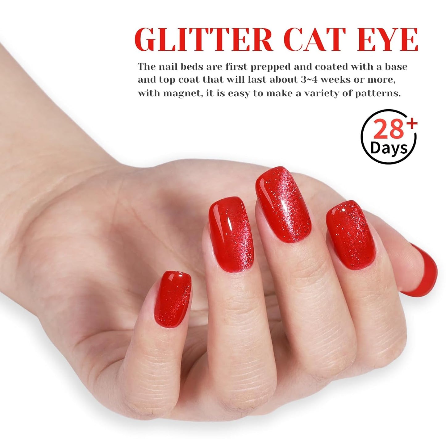 Red Cat Eye Gel Nail Polish - Perfect for DIY at Home & Ideal Gift for Nail Art Lovers!-Velvo Beauty