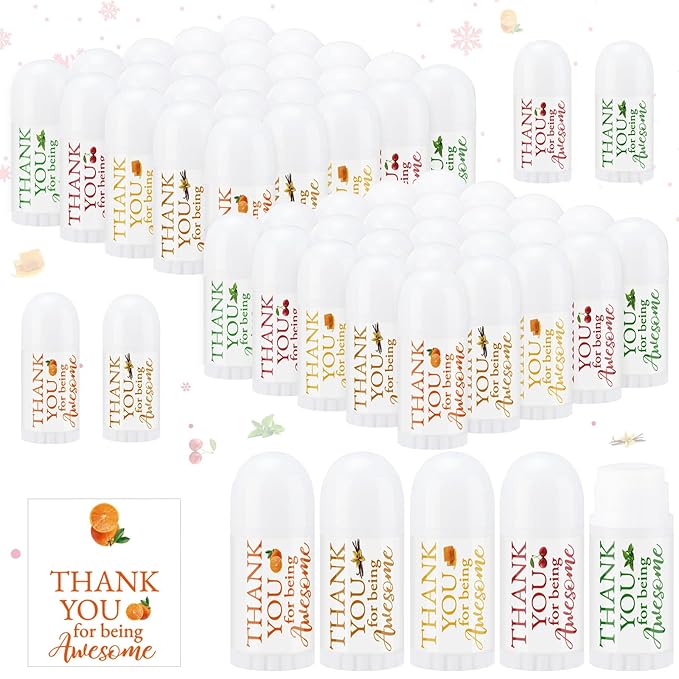 50 Pcs Thank You Gifts Mini Lip Balm Pack Lip Moisturizer Assorted Flavors Dry Lip Care Products for Teacher Baby Shower Coworkers Friend-Velvo Beauty
