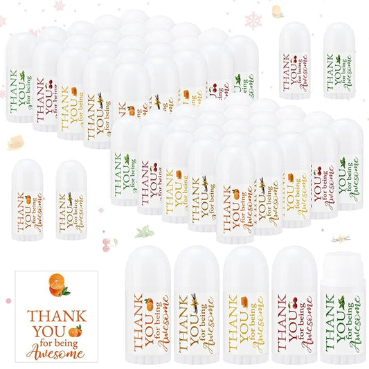 50 Pcs Thank You Gifts Mini Lip Balm Pack Lip Moisturizer Assorted Flavors Dry Lip Care Products for Teacher Baby Shower Coworkers Friend-Velvo Beauty