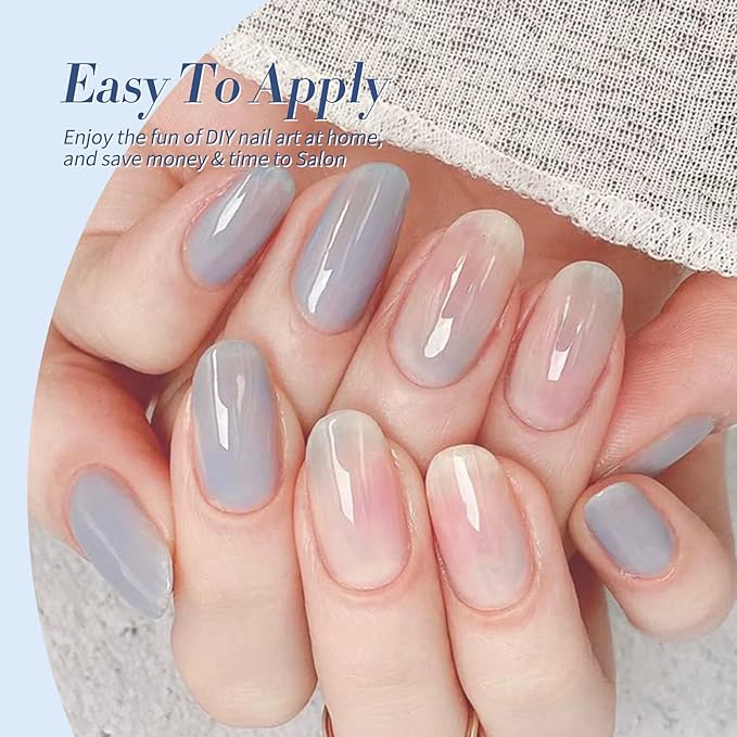 BORN PRETTY Jelly Blue Gel Nail Polish Set 6 Colors Translucent Light Blue Baby Blue Royal Blue Reflective Glitter Blue Nail Gel Kit Soak Off Nail Art Manicure Design Home Salon Holiday Gift-Velvo Beauty