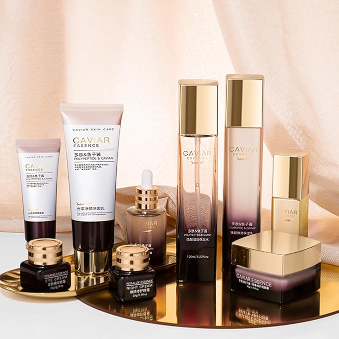 O’KADY 9 Pcs skincare set Anti Aging Skin Daily Care Routine Kit With Vitamin C and Peptides Facial Cleanser Eye Mask Toner Serum Eye Cream Lotion Cream Lady Cream Gifts sets for Valentine's Day-Velvo Beauty