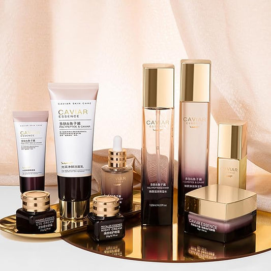 O’KADY 9 Pcs skincare set Anti Aging Skin Daily Care Routine Kit With Vitamin C and Peptides Facial Cleanser Eye Mask Toner Serum Eye Cream Lotion Cream Lady Cream Gifts sets for Valentine's Day-Velvo Beauty