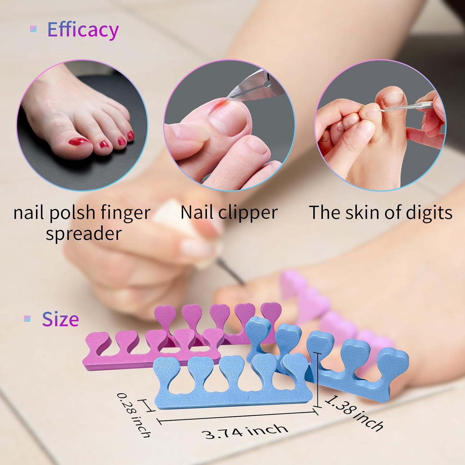 SUNFATT Foam Toe Separators,Toe Spacers for Women,Pedicure Toe Separators for Separating Toenails or Nails,Easy Finger and Toenail Polish Grooming,Soft Foams Pedicure Tools.12pcs-Velvo Beauty