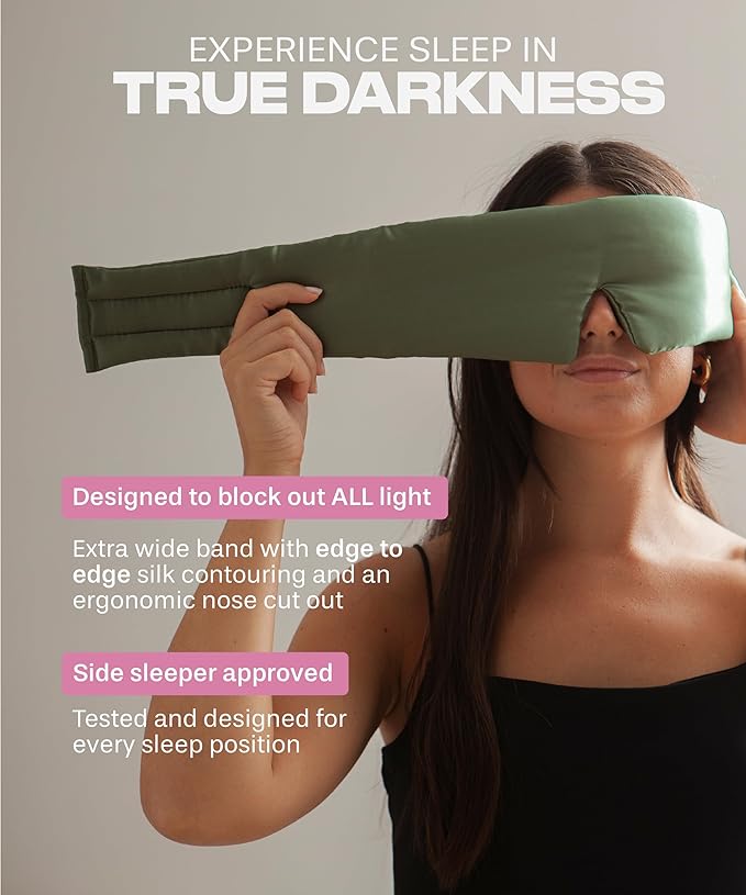 SUNDAYSILKS™ | Adjustable Silk Sleep Mask for Side Sleeper | Cloud-Like Comfort, Weighted for Deep Sleep | Soft Sleep Face Mask for Women & Men, Full Blackout, Cooling Silk Eye Mask for Sleeping-Velvo Beauty