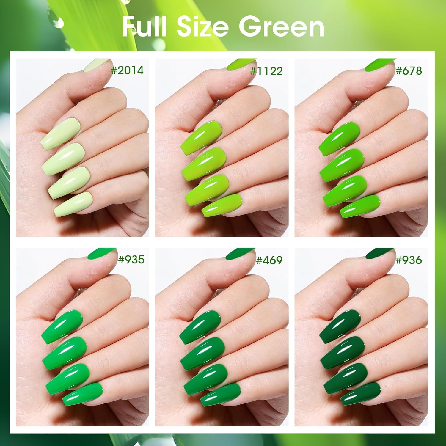 GELLEN Green Regular Nail Polish Non Gel, Fast Air Drying Full Size Green Nail Polish No UV Light Needed Spring Summer Dark Light Grass Forest Jungle 6 Colors Set for Women Manicure St. Patrick's Day-Velvo Beauty