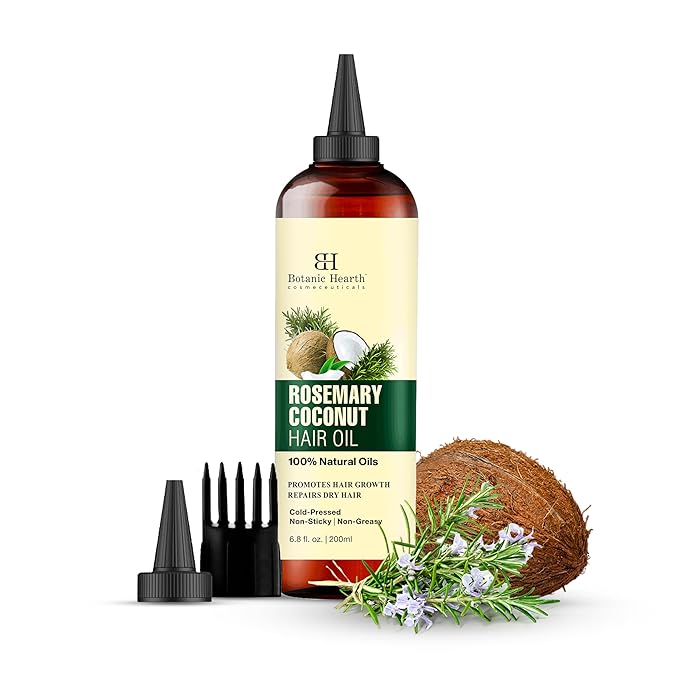Botanic Hearth Rosemary, Coconut & Avocado Oil For Hair Growth (6.7 fl oz) Infused with Rosemary, Coconut, Biotin|Hair Oil Repairs Damaged Hair, Strengthening, Healthier Hair, Moisturizing- Hair Tonic-Velvo Beauty