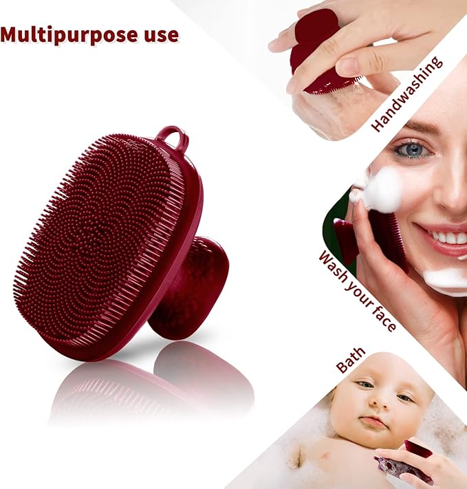 VWMYQ Silicone Face Scrubber for Men Facial Cleansing Brush Silicone Face Wash Brush Manual Waterproof Cleansing Skin Care Face Brushes for Cleansing and Exfoliating (red)-Velvo Beauty