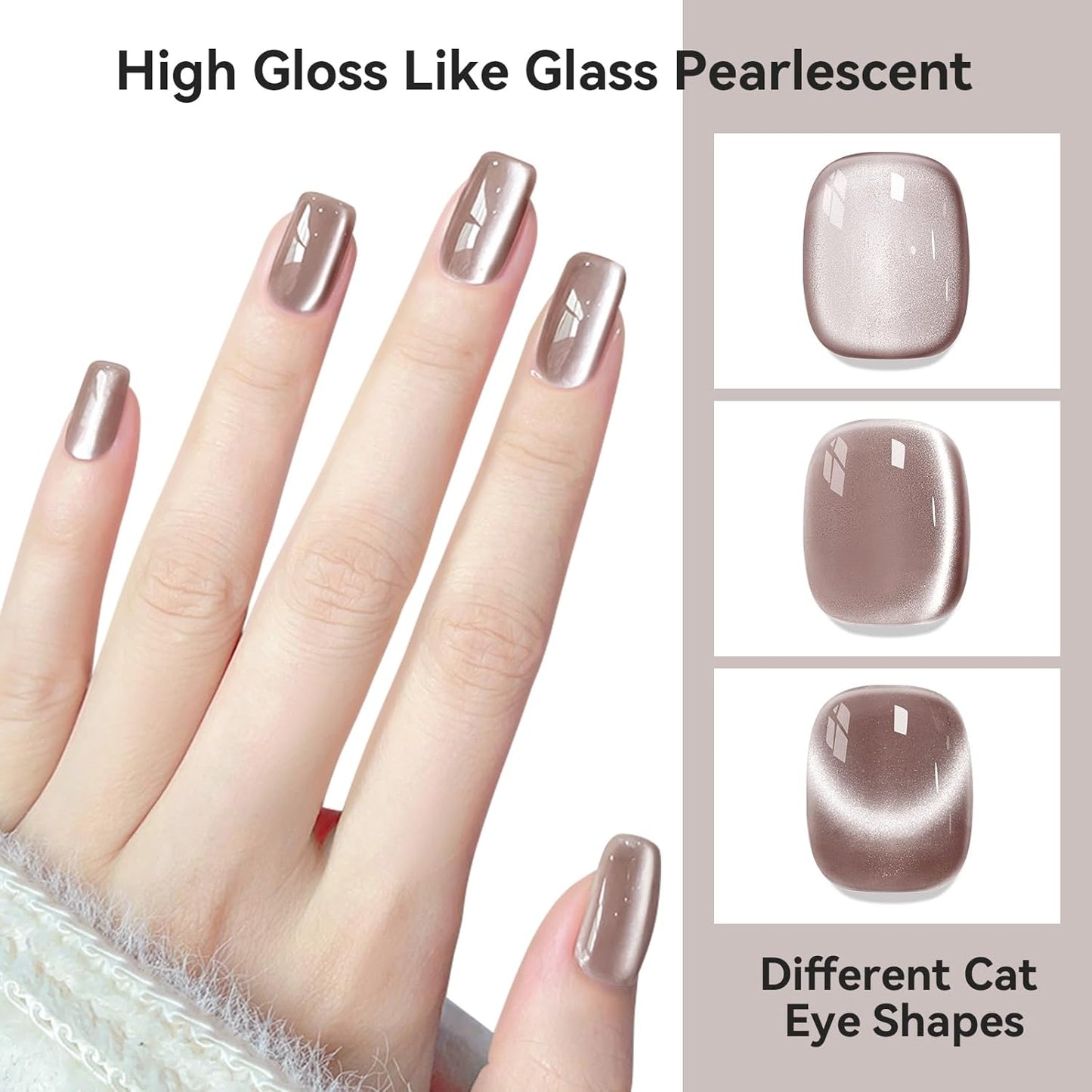 Cat Eye Gel Nail Polish 12ML, Crystal Moonlight Cateye Gel Polish With Magnetic Stick, Magnetic Glitter Holographic Nail Polish Glass Diamond Cats Eye Velvet Gray 1PC-Velvo Beauty